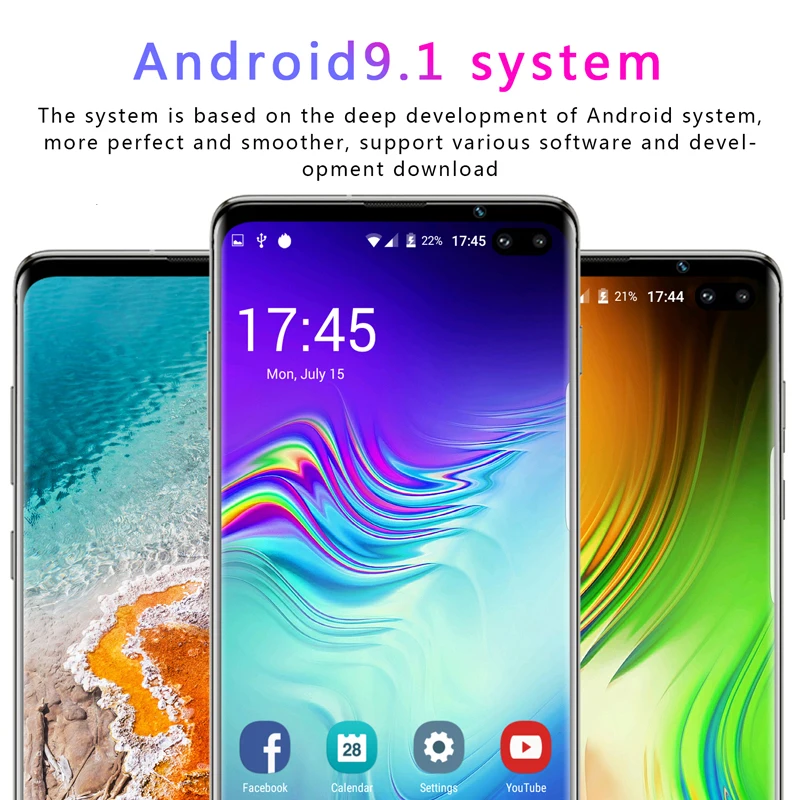  Смартфон S10 на Android экран 6 5 дюйма двойная камера две sim-карты изогнутый 3G смартфон с большой батареей 1 Гб +