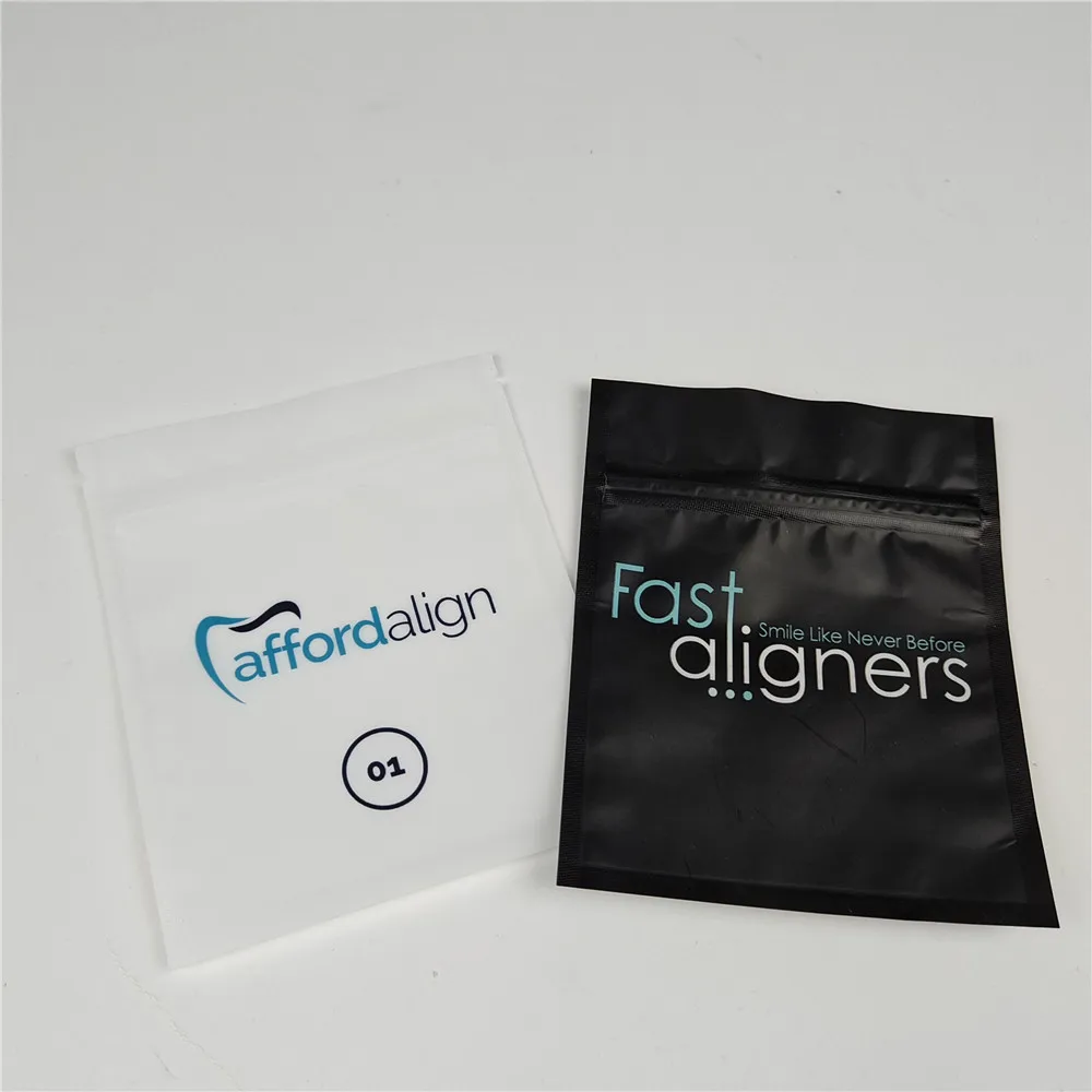 Custom Teeth Aligners Packaging Bags Three Side Seal Zip lock Reusable Aligner Packaging Zipper Sachet Aligner bag