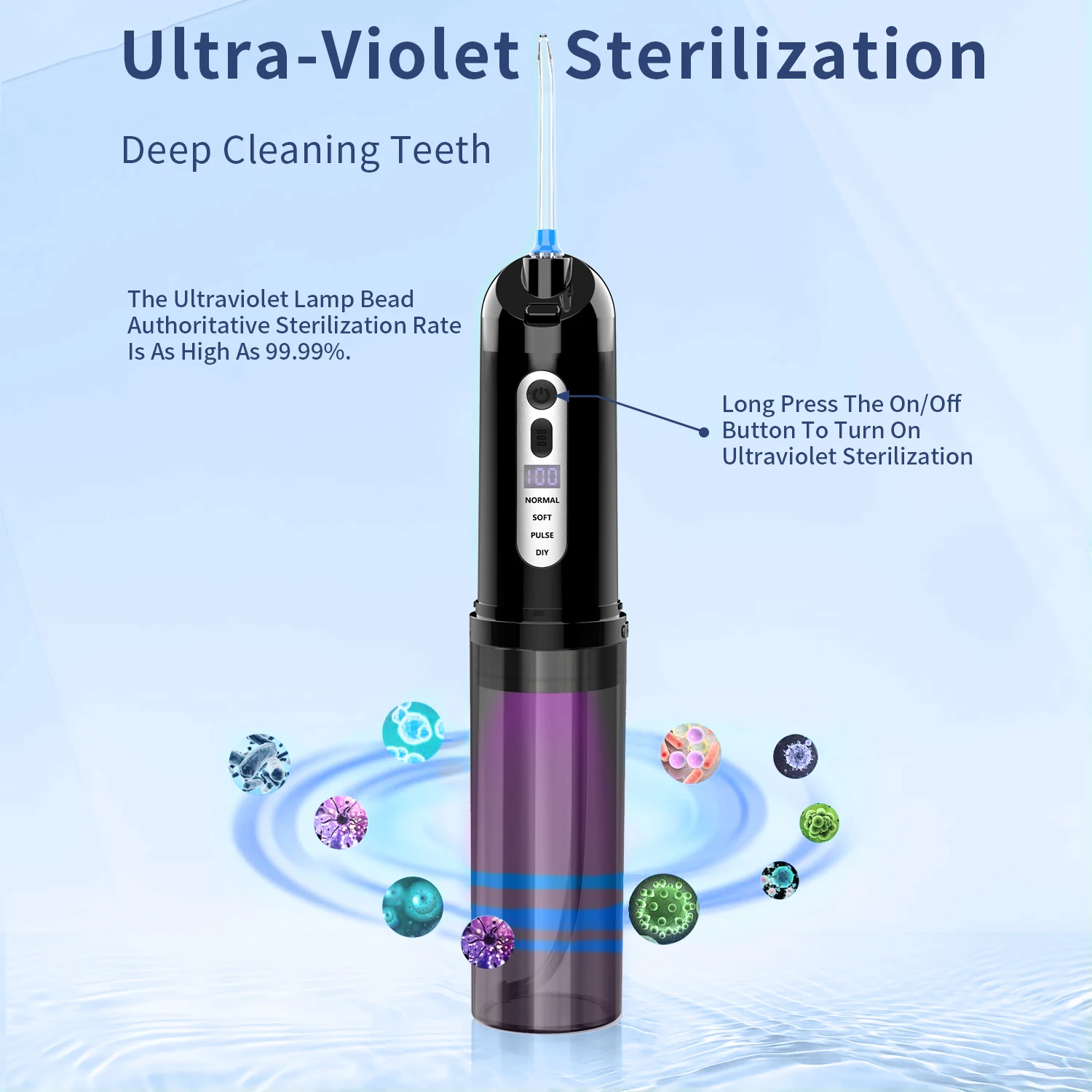 Hot Sale Cordless Portable Oral Irrigator UV Electric Dental Water Flosser With LED display