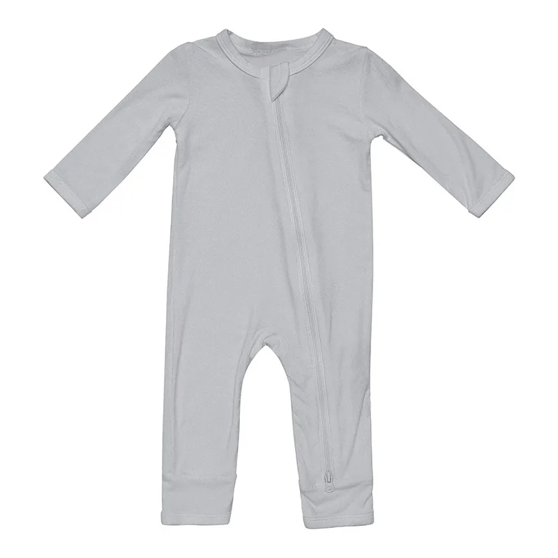 Wholesale Custom High Quality Unisex Double Zipper Bamboo Baby Romper