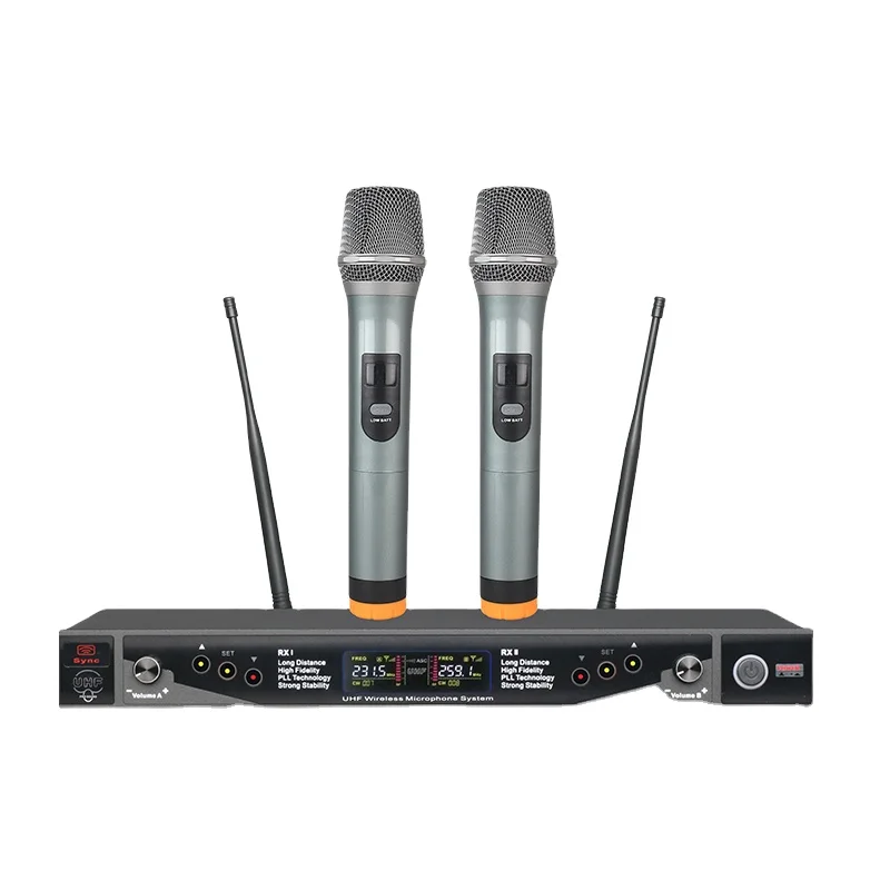 UHF2 channel wireless microphone system