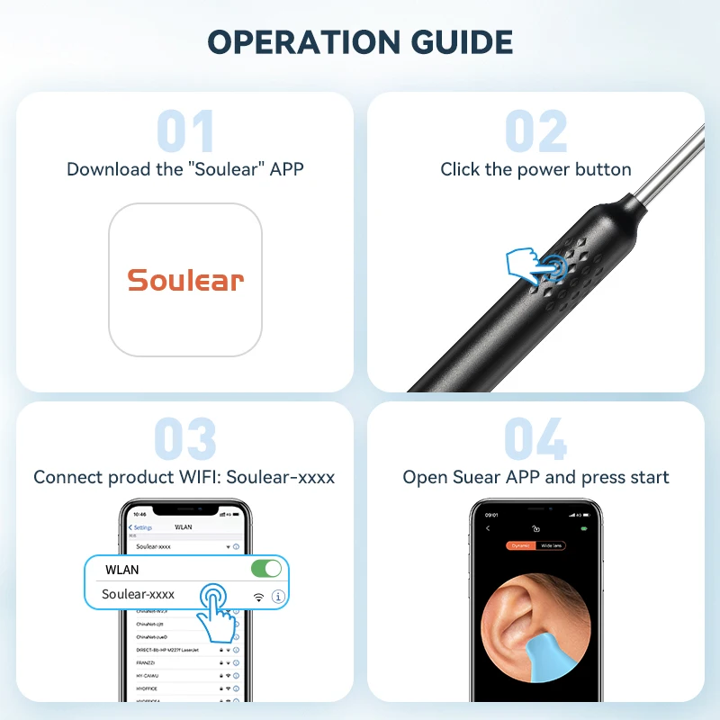 N3 PRO Waterproof Ear Wax Cleaner Removal Tool Otoscope 5MP Ear Endoscope Camera with 6 Ear Spoons