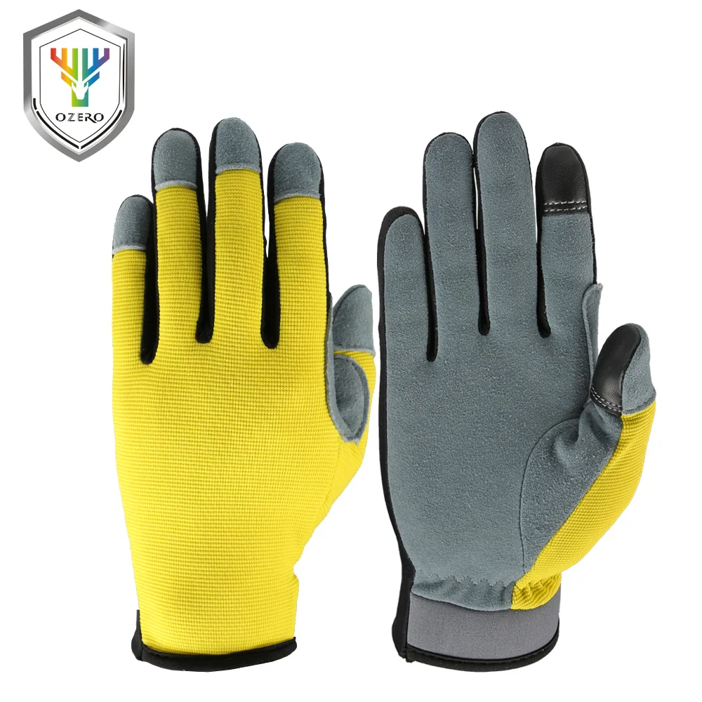 Ozero Split Deerskin Leather Other Sports Workout Bike Gloves Ful Finger Touch Screen Women .