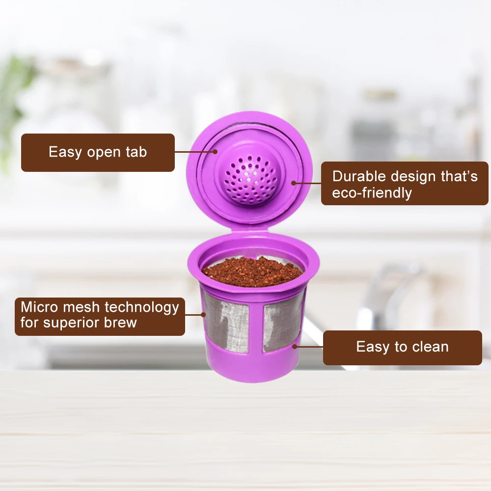 HSJ Reusable K Cup Pod Coffee Filters - Refillable Coffee Pod Capsules