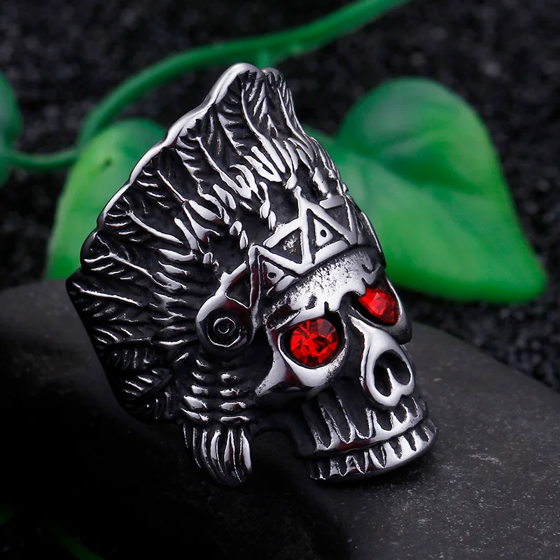 KALEN 316L Stainless Steel Hip Hop Punk Rings Skull Ring For Men