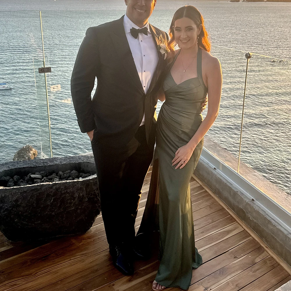 TEENYEE Popular backless Halter satin Dresses Women Black green Bridesmaid evening Dresses Women Lady Elegant