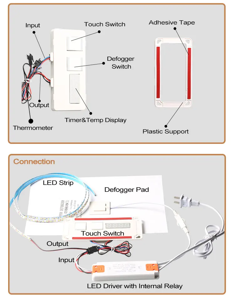 Double touch button sensor capacitive touch switch 5A touch sensor light switch with digit clock and temperature display