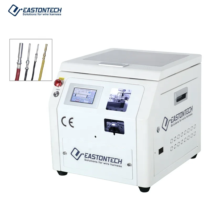 EW-5510 0.5-4mm2 semi-automatic loose pin wire stripping aviation terminal crimping machine with vibrating plate