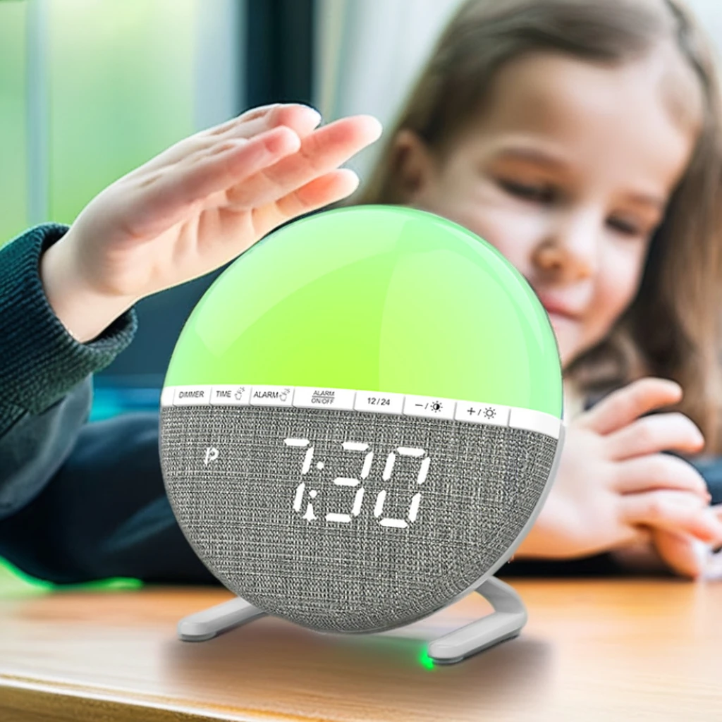 Popular Wake Up Light Kids 7 Color Smart Alarm Sunrise Clock Alarm Clock With Bell Function