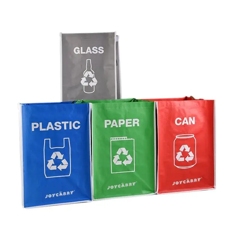 Wholesale Custom Logo Big Size PP Woven Tote Bag Separate Waste Bin Recycling Bag Set