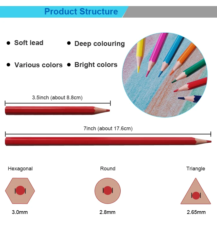 Good Feedback En71 Long Round Soft Lead 12 Colors Pencil for Kids in Tin Tube