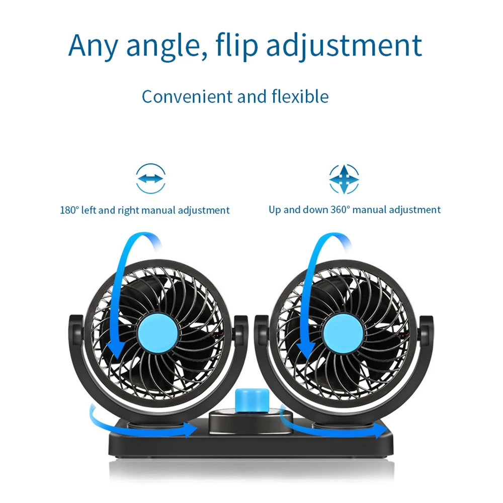 Portable Dual Car Fans 12V 24V Truck Vehicle Ventilation Fans 360 Rotatable Car Air Cooling Fans For Summer