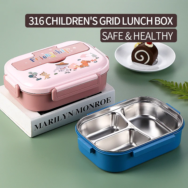
Bento Lunch Box Storage Box & Bins Stainless Steel Food Container Durable Tiffin Lunch Box Picnic Carrier Basket Four Lock 
