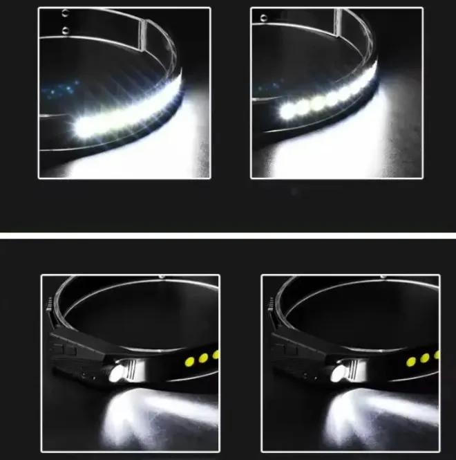 Rocking Induction COB Headlights Outdoor Riding Lights USB Night Run Silicone lights