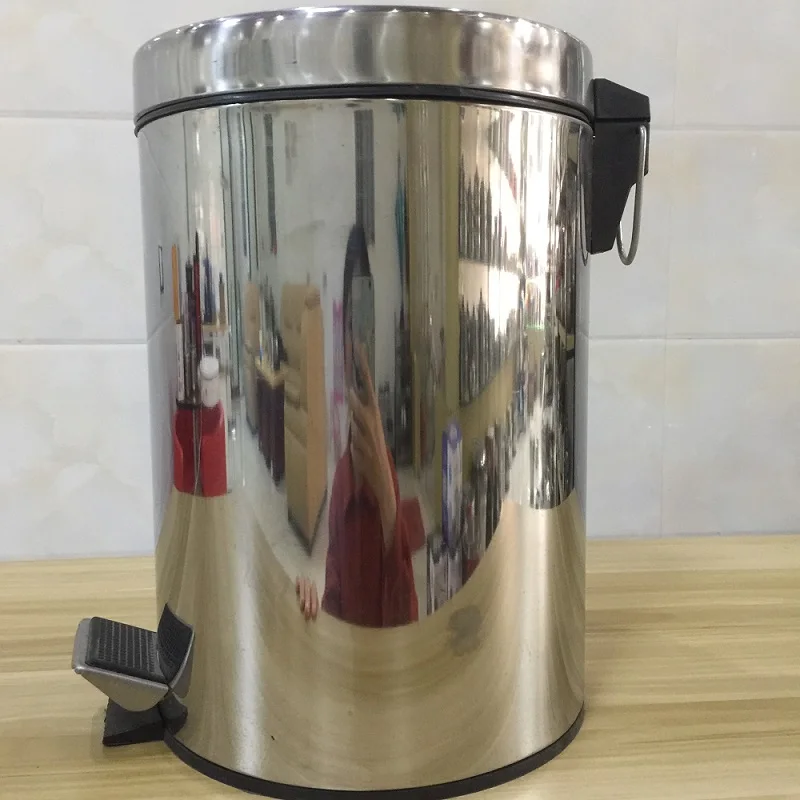 Garbage Can Stainless Steel  Hotel Trash Can Kitchen Garbage Trash Bin Trash Can Open Top Foot Pedal Garbage Bin