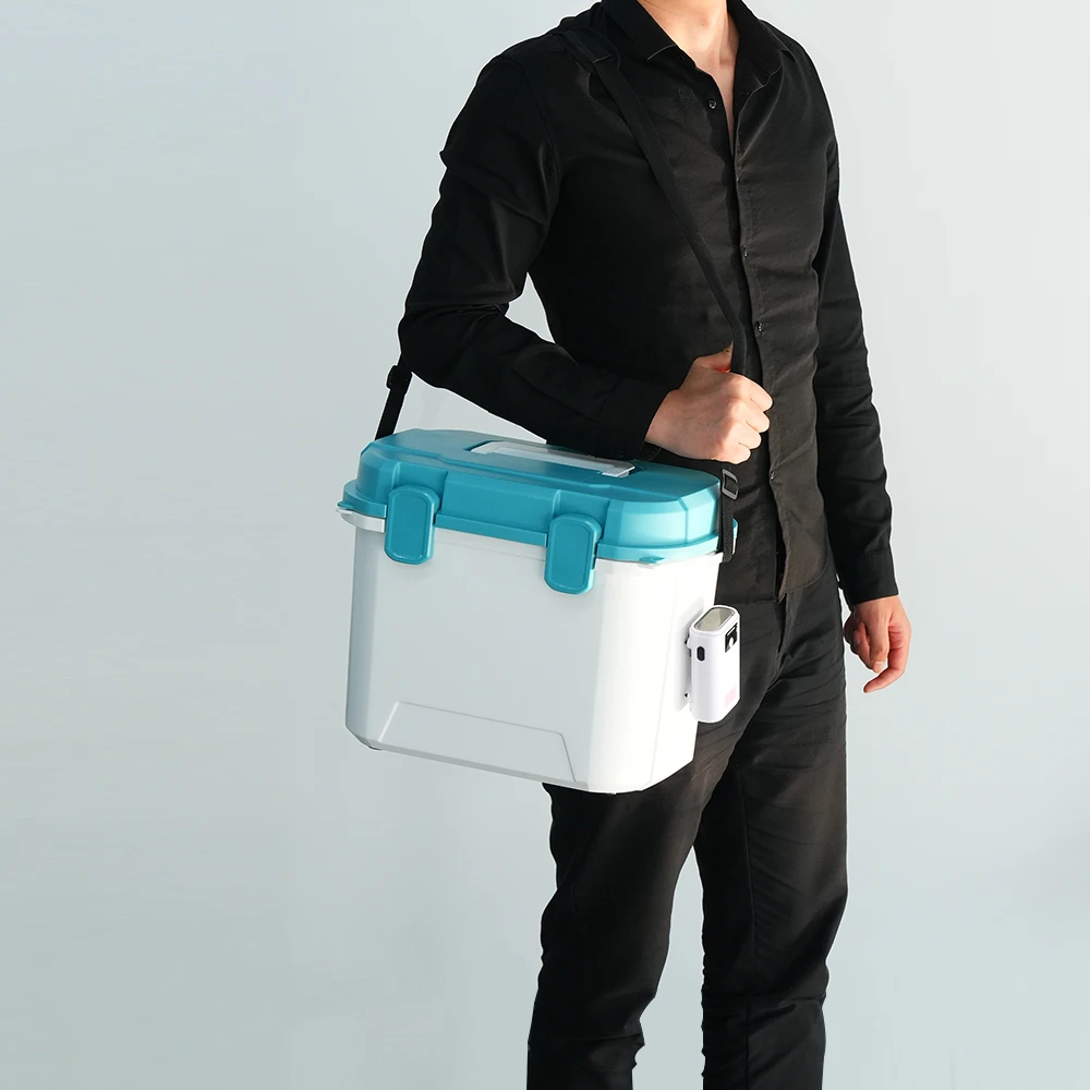 Customized 13qt cheap price plastic fishing live bait boxes with aerator cool fishing bait storage