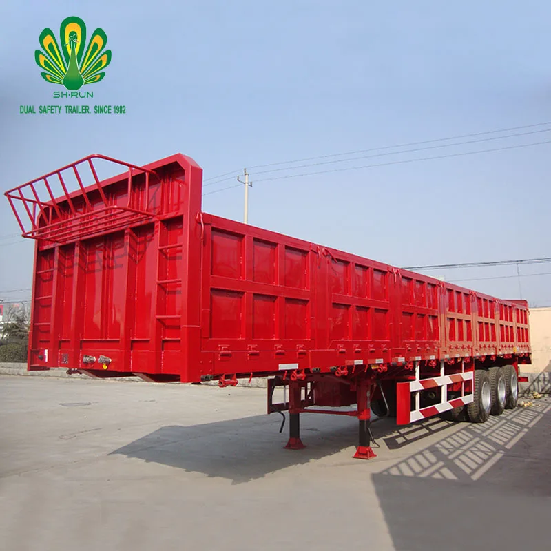 3/4 axles side wall semi trailer flat bed enclosed cargo truck trailer