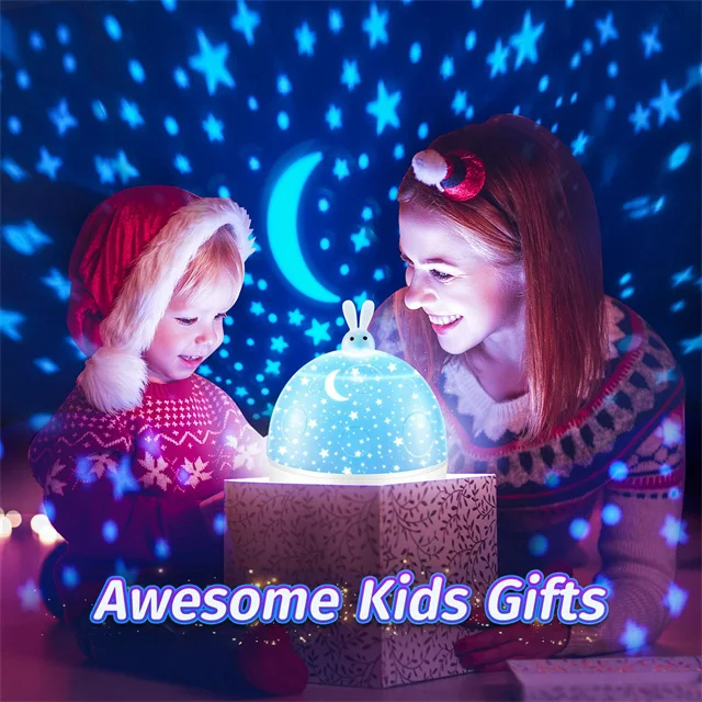 15 Films & Bluetooth Kids Night Light Projector Remote Dimmable Baby Night Light Rechargeable Timer Star Projector for Kids