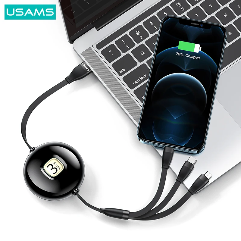 USAMS 2021 новейший плетеный 3 в 1 несколько usb-кабель для зарядки с разъемами Micro-Lighting Port Type-C мобильного