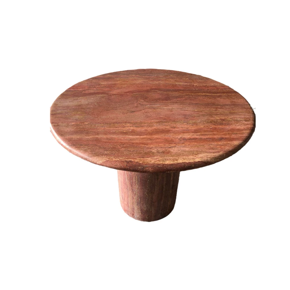 NANWEI, винтажный, оптовая продажа, красный травертин, простой обеденный стол для гостиной с овальным камнем