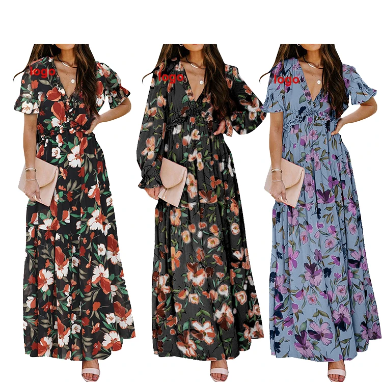 Wholesale Summer Cheap  Ladies Sun Zimmer Dress Women Clothing Maxi Casual Long Dresses  Fashionable Woman Casual Dresses