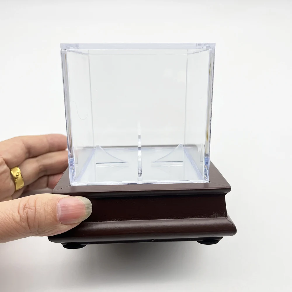 Customized Acrylic clear Counter top Baseball Cube Display box Case baseball holder