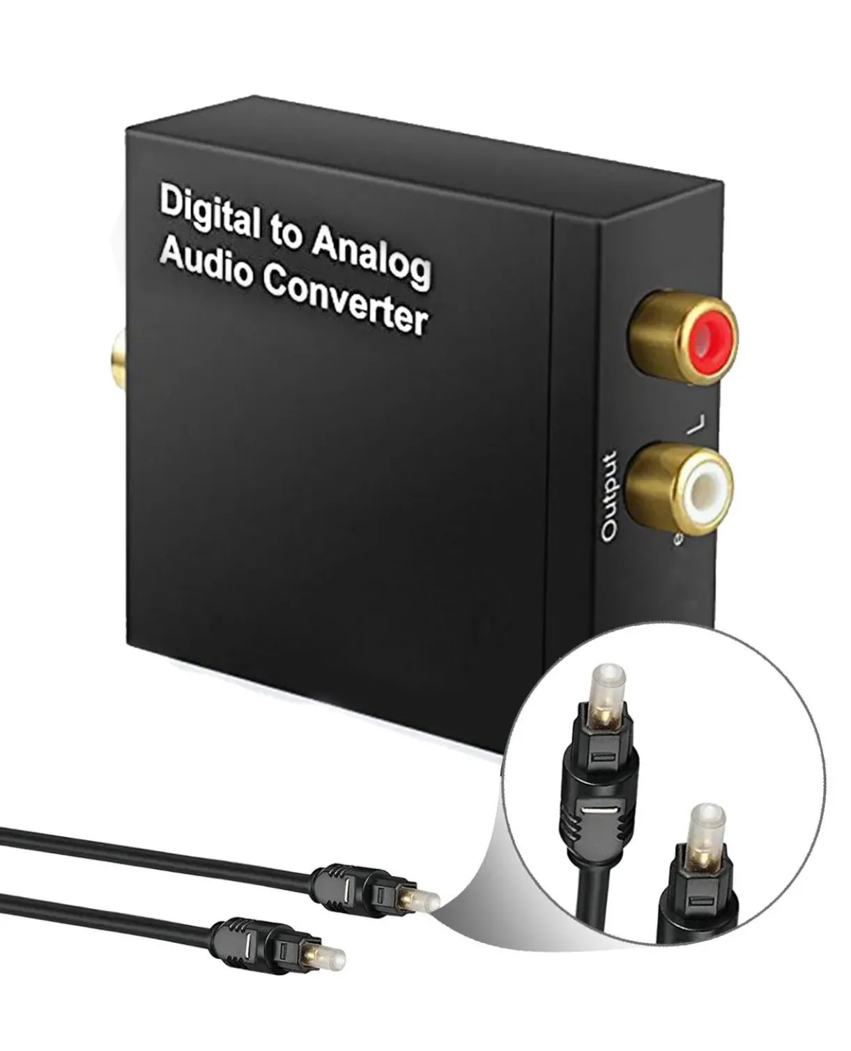 Digital Audio Adapter OEM RCA Analog To Digital Optical Toslink Coaxial Audio Converter Adapter With Optical Cable