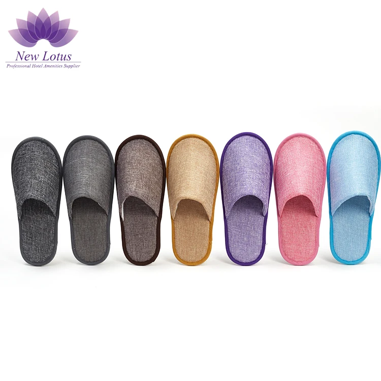 Wholesale SPA Disposable Hotel Washable Closed Toe Linen Slipper Made In China
