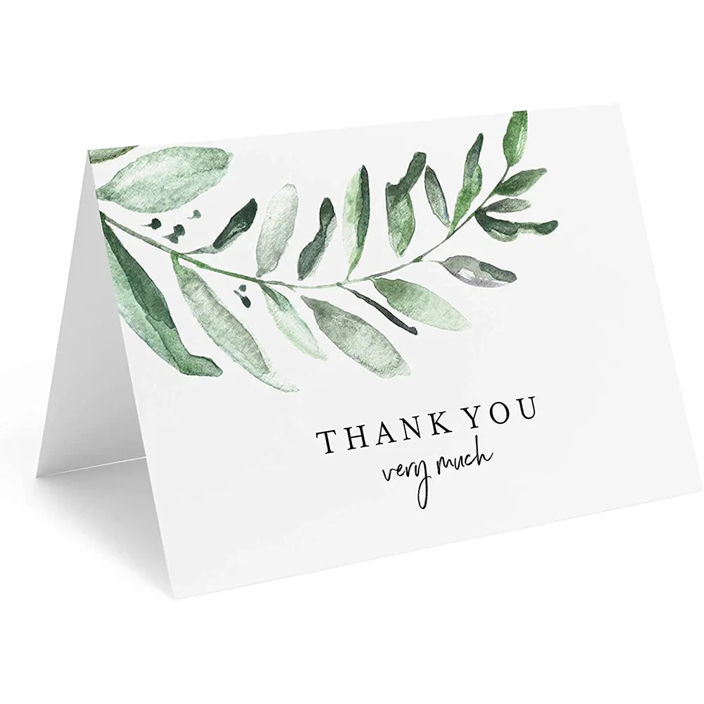 Custom Luxury Boxed Blank Folding Thank You Greeting Cards with Envelopes Boxes Set And Stickers Wholesale