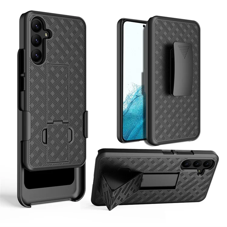 Shockproof weave pattern holster combo mobile phone case with invisible holder for samsung note 10