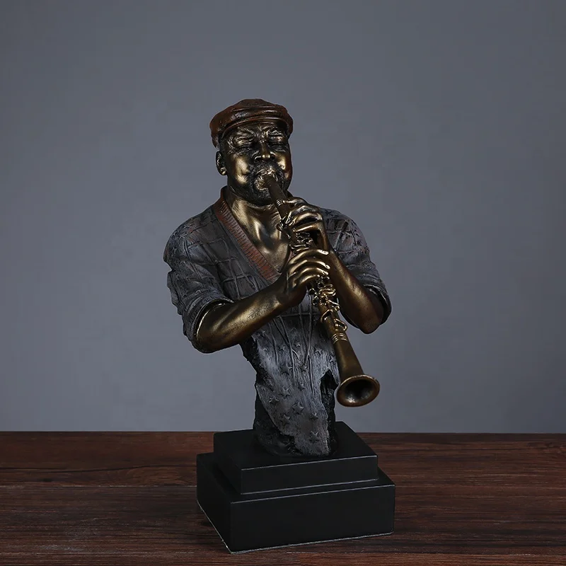 Modern Color Painted Resin Art Home Decor Musician Sax Player Bronze Bust Statues Table decor ornament