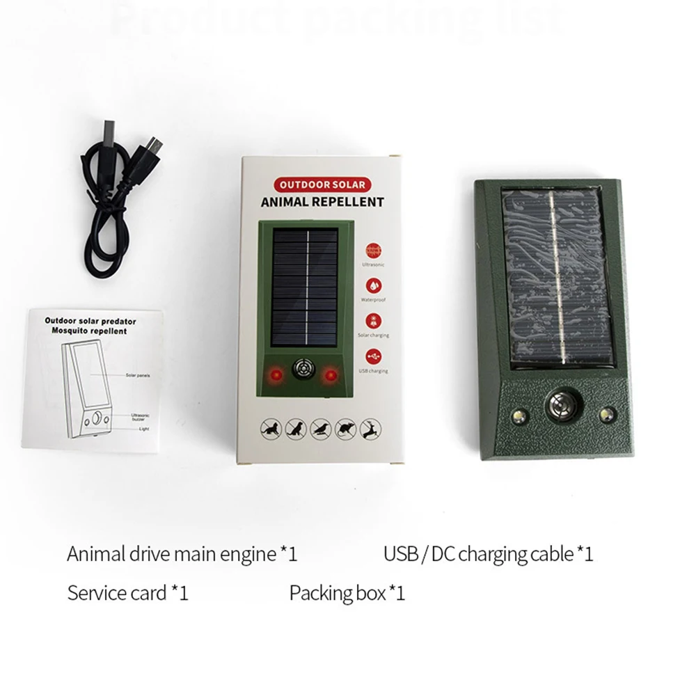Indoor Bug Zapper Solar Outdoor Waterproof Ultrasonic Animal Repellent For Pest Control Driving Away Mice cat dog snake bird