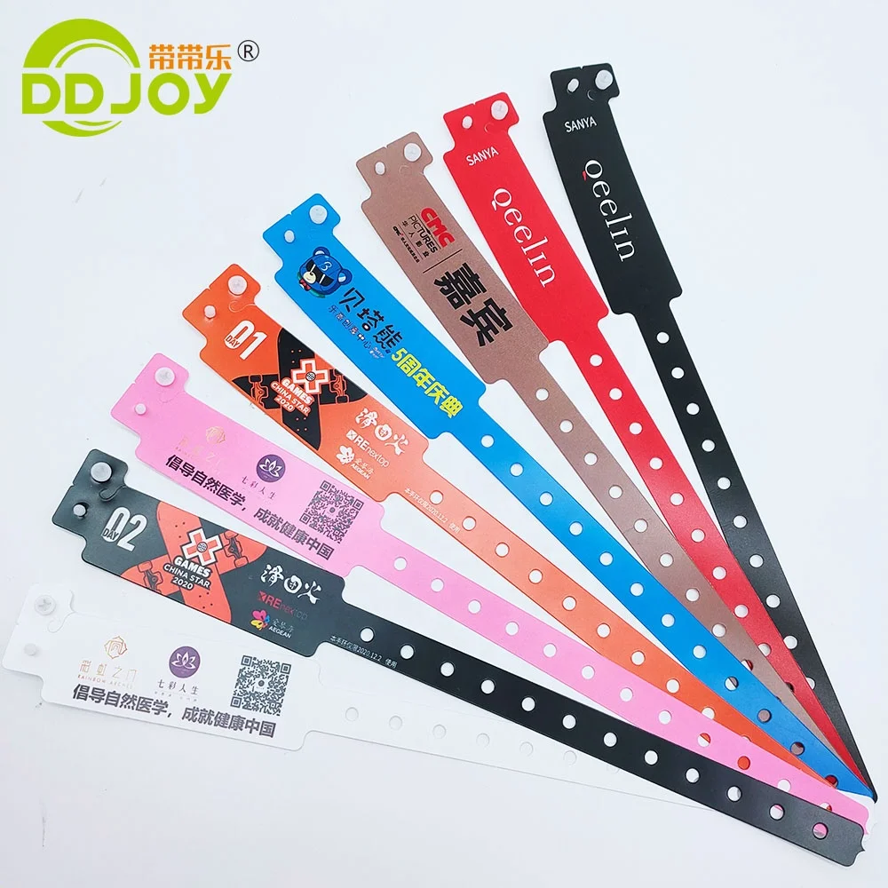 Plastic Events Bracelet ,Composite Paper Wristband, Cheap Custom Print Logo Bangle Snap Button Bracelet