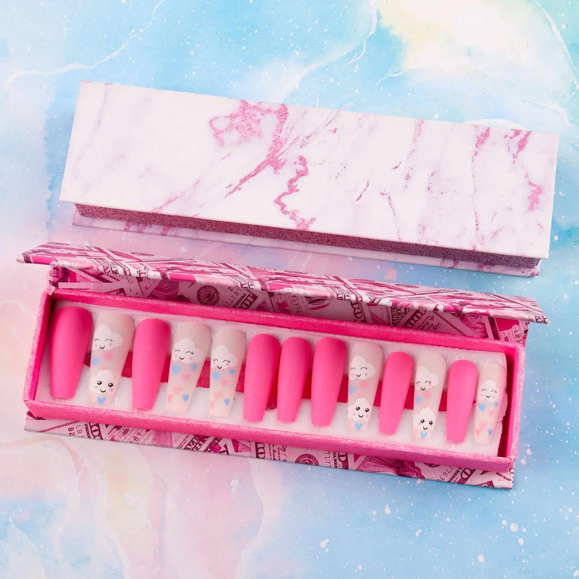 Custom Size Nails Box Luxury Design 2022 Paper Packaging Rigid Magnetic Press on Nails Box