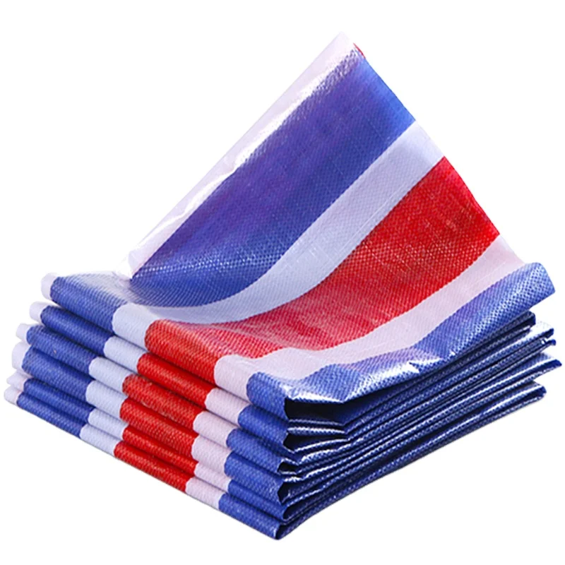 Water Resistant Blue Red White Stripe PE Tarpaulin For General Cover