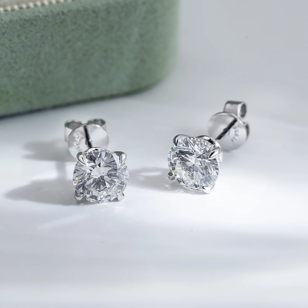 Hot Classic Design PT950 Round Cut 1.36ct D Color VS1 Lab Grown Diamond Earrings Jewelry Birthday Gift