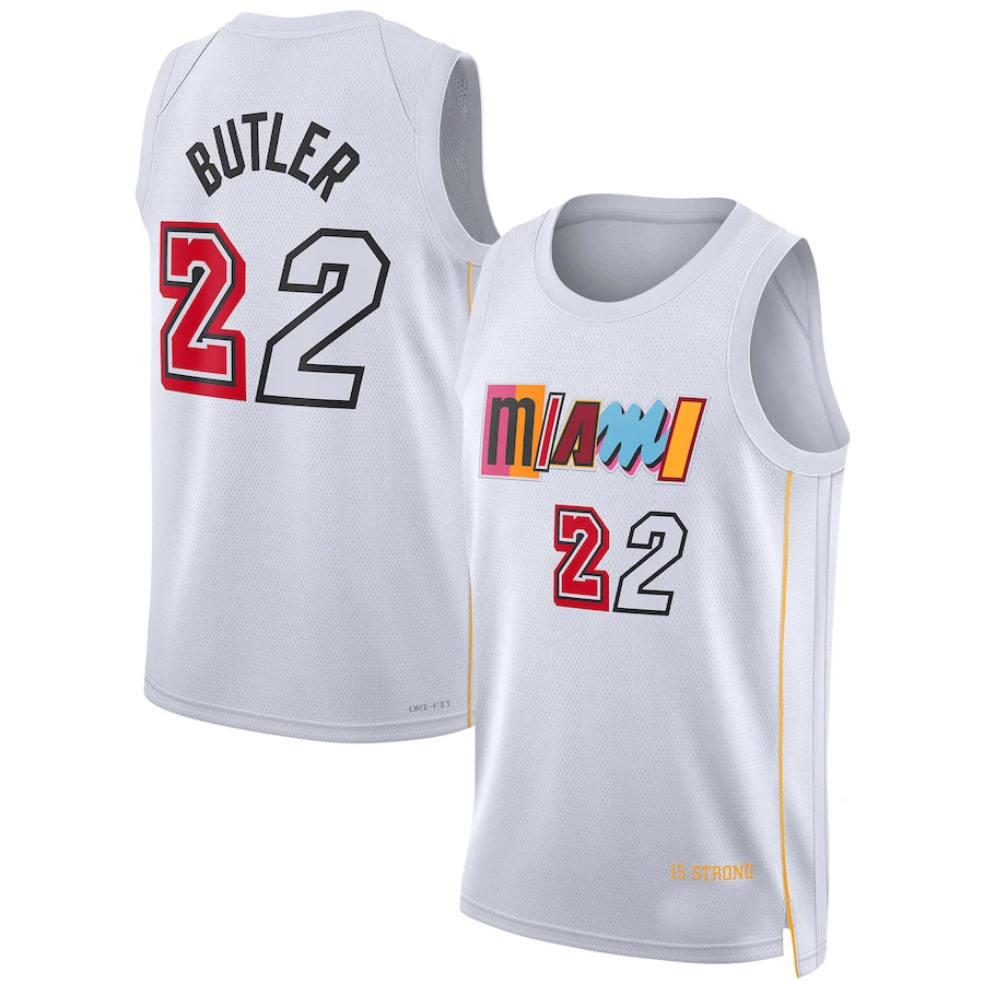 Original 1:1 Unisex Miami Team #22 Jimmy Butler NK White 2022/23  City Edition Basketball Jersey For Men Basketball Uniforms