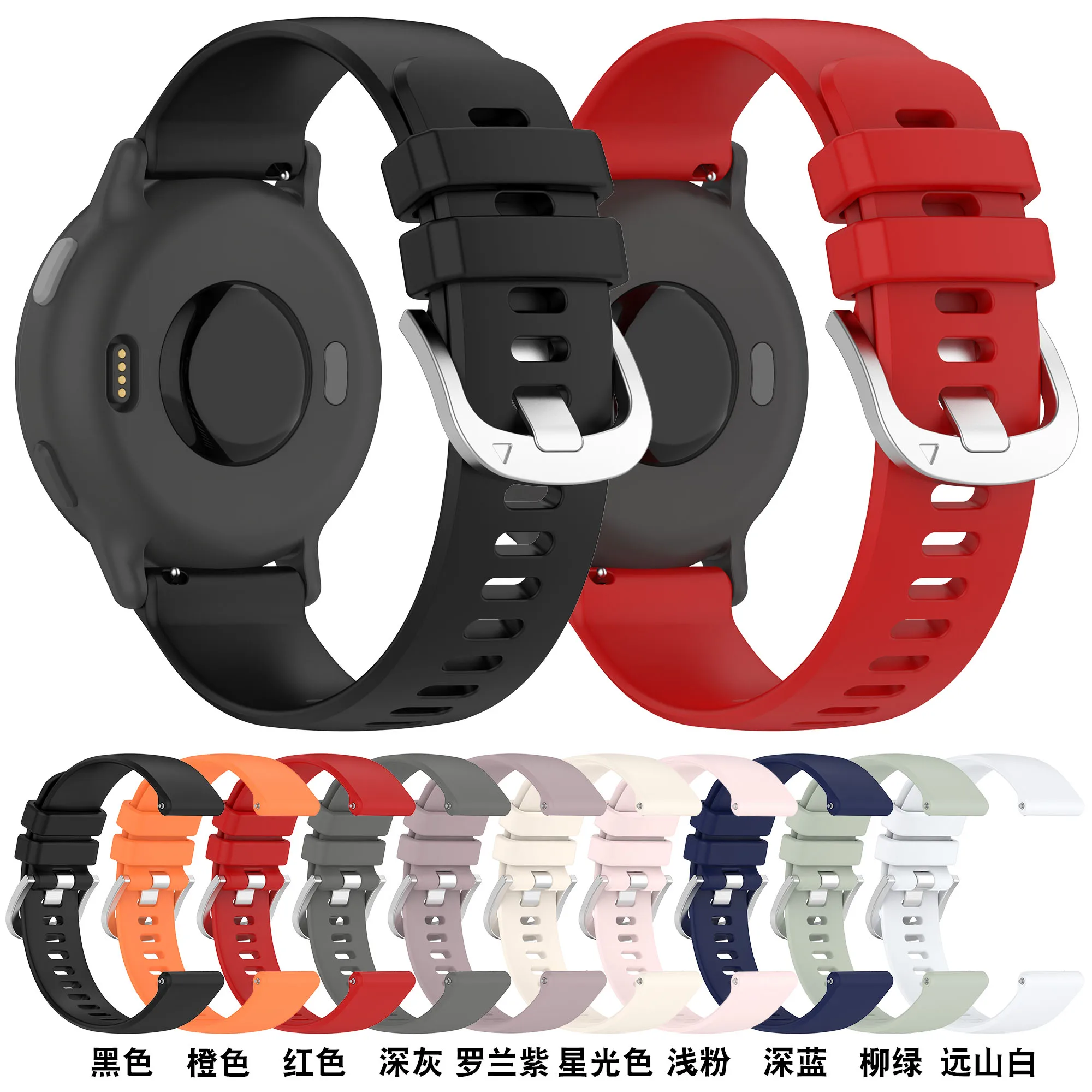 Eraysun Colorful Liquid Silicone Strap Steel Buckle Soft Rubber Waterproof Fashion Smart Watch Band For Garmin vivoactive5
