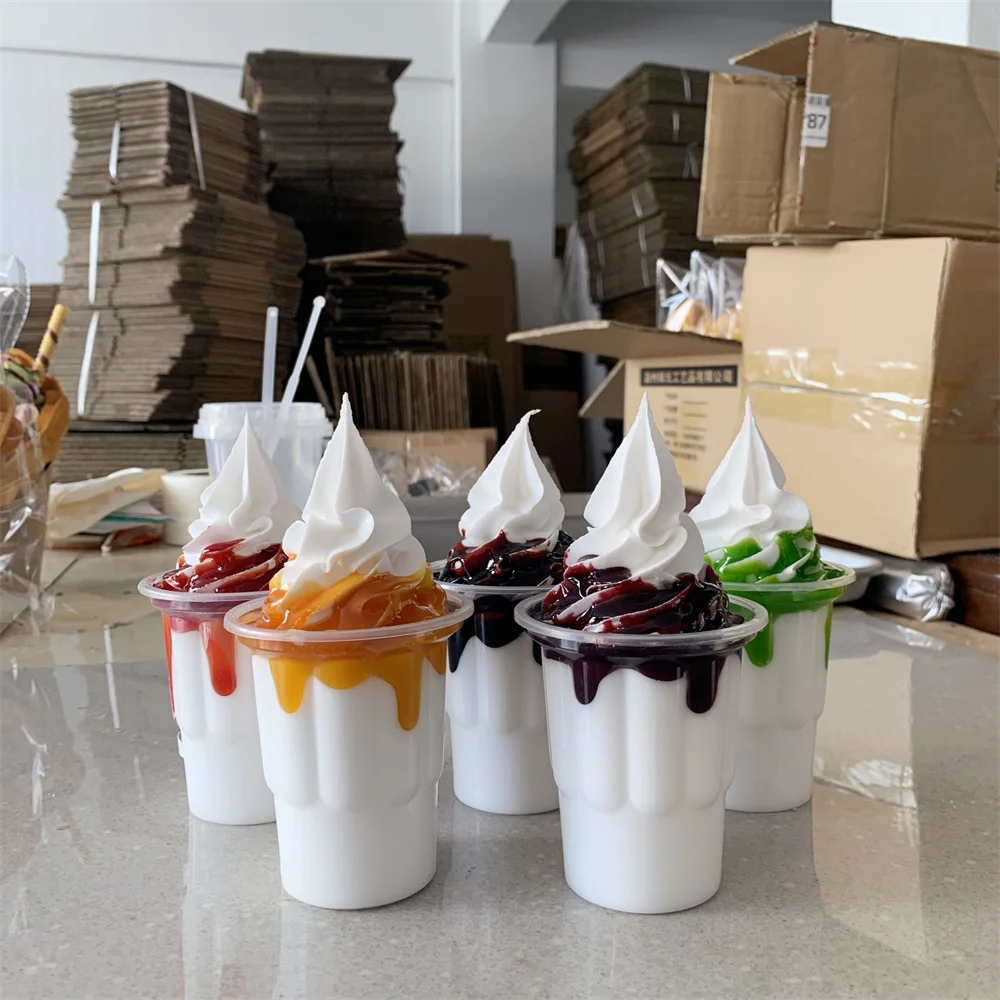 250ml Fake Sundae Jam Ice Cream Food Display Blueberry Soft Creams Strawberry Cup Chocolates Propaganda Original Cream Props