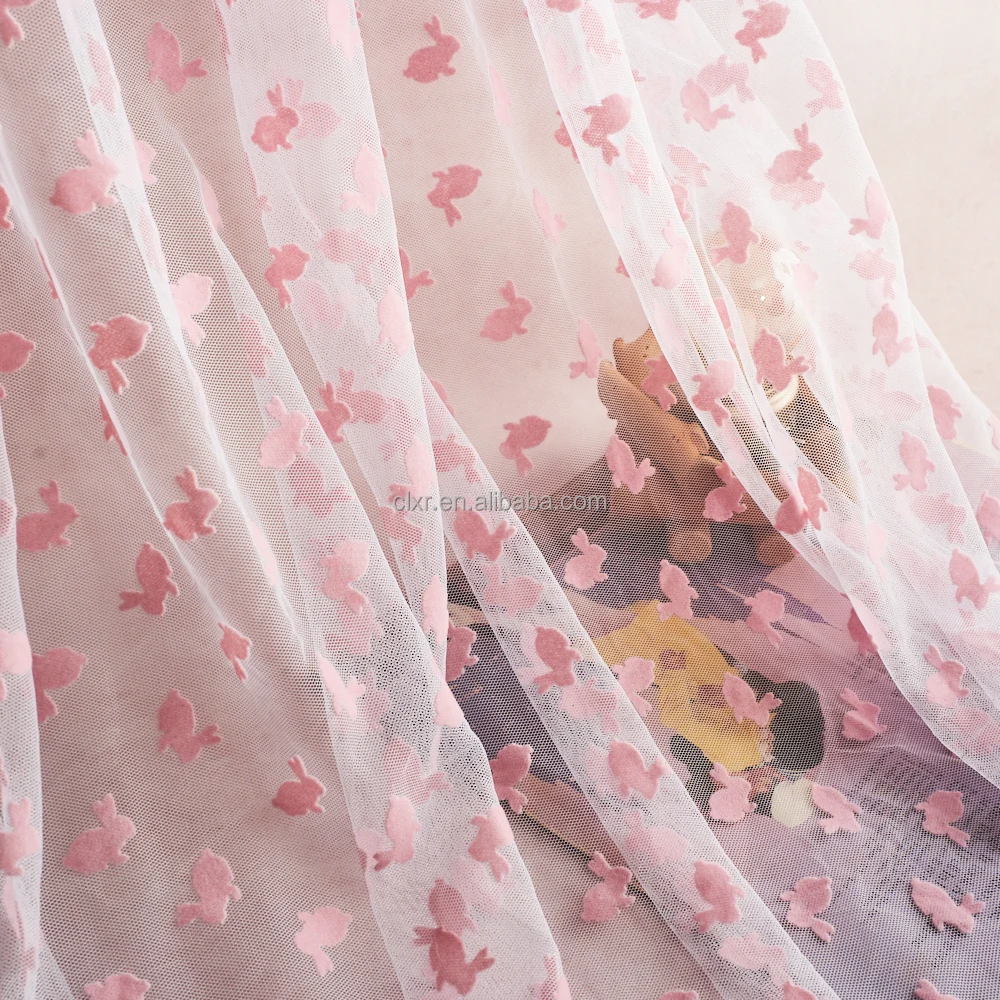 Розовая Милая Тюлевая ткань из меха кролика 100% полиэстера милое платье-пачка для девочек