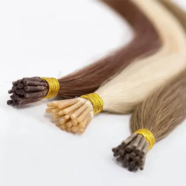 Оптовая продажа двойные вытянуванные человеческие волосы наращивание натуральных 100% Remy I-Tip перуанские