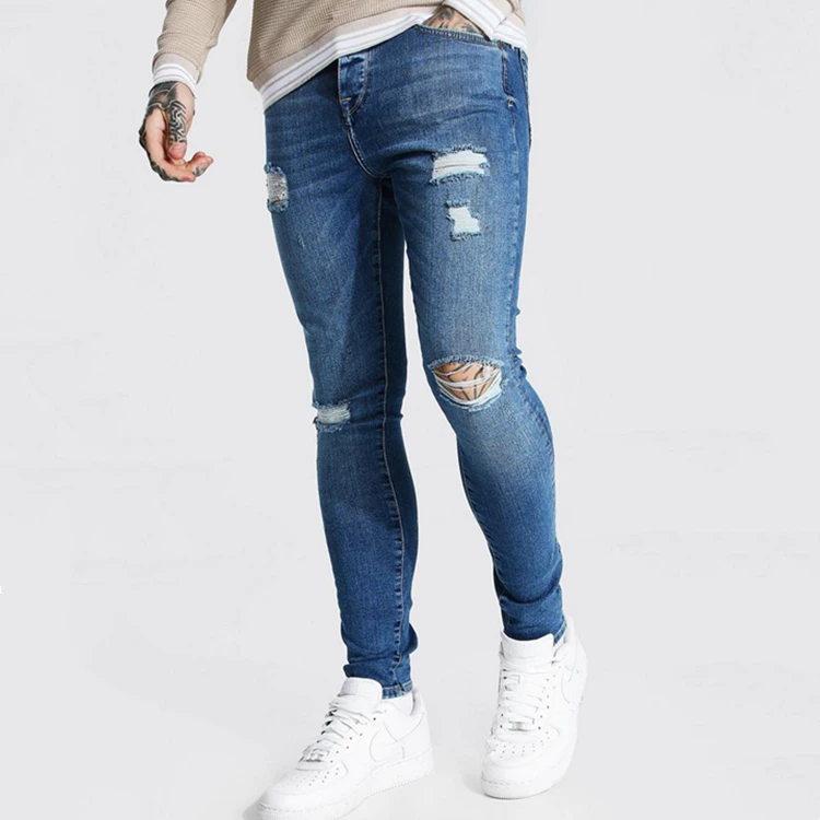 Men super skinny denim jeans men slim custom dance trousers slim fit jeans pants for men