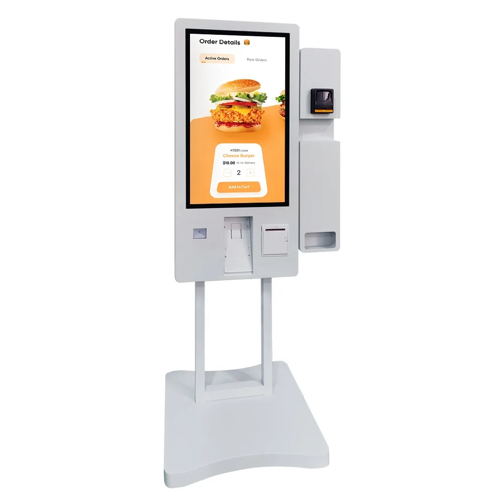 Interactive Self Service Payment Kiosk Touch Screen Kiosk Self Ordering Machine  with Banknote/Coin Acceptor