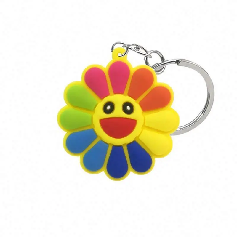 Wholesale pvc Keychains Cartoon Plant Sunflower avocado Cactus carrot pineapple durian anime Key Chains fruit key holder fit key