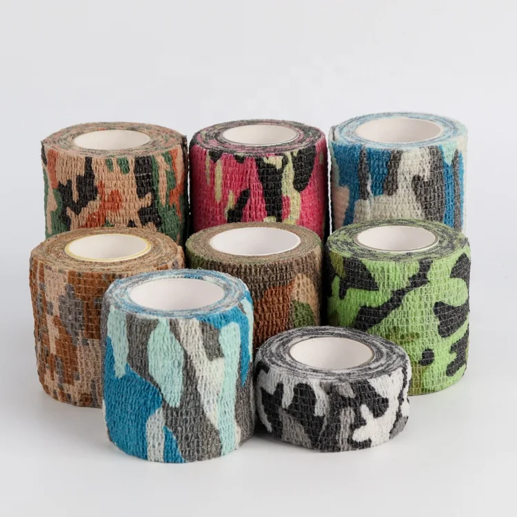 Athletic Customized Camouflage Stretch Fabric Self Adhesive  Elastic Cohesive Bandage For Outdoor Hunting Shooting Tool