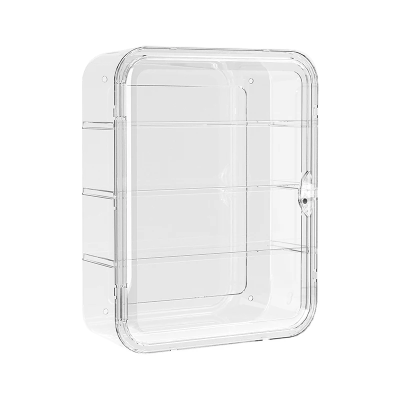 Hot sell makeup storage box wall mounted mini figures display case transparent PET box plastic