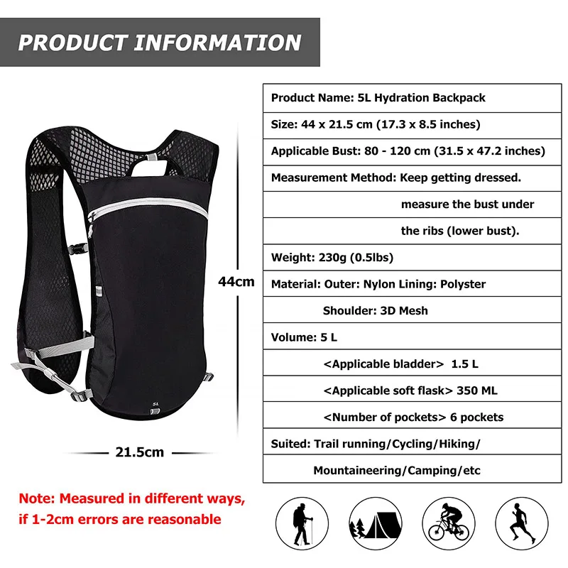Factory Custom Functional Running Vest Running Backpacks Lightweight Hydration Pack