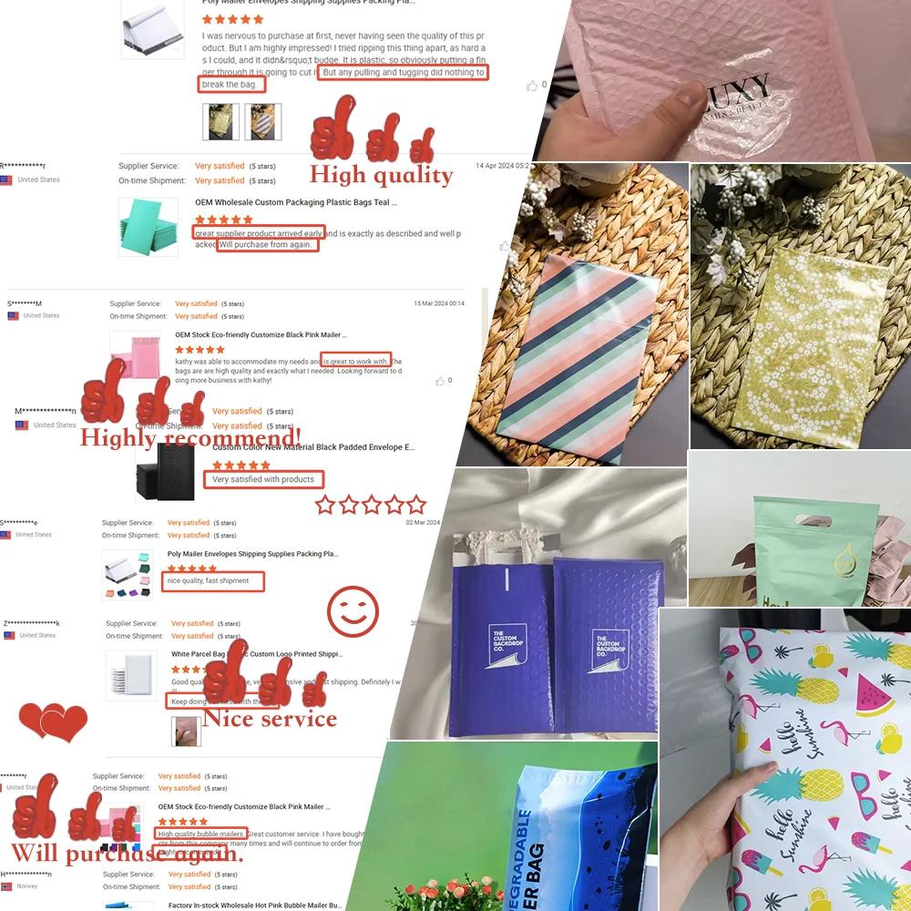 Eco Compostable Pouch Custom Logo Mailing Mail Packaging Bags Metallic Foil Aluminizing Bubble Mailer Shipping Envelopes Bulle