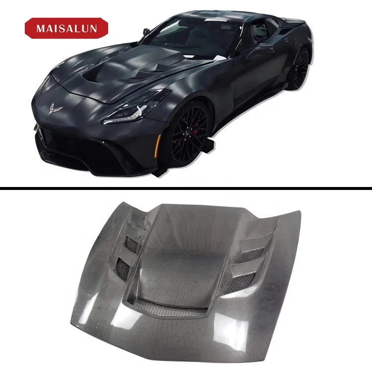 High quality Supertechnics Style Carbon Fiber Hood Bonnet For Chevrolet Corvette C7 Z06 Z07 2013-ON Engine Cover Hood