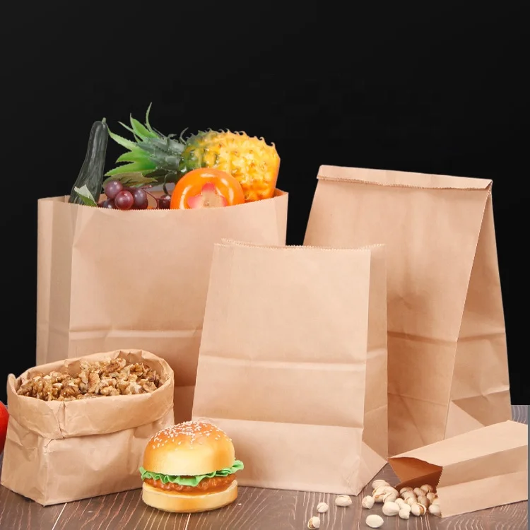 KM China wholesale custom without handle food lunch kraft paper bags for wedding birthday party